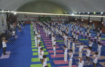 A gala yoga event was organized on 21st June 2022 by Embassy of India, Baghdad in collaboration with Ministry of Youth and Sports, Iraq and the Art of Living Foundation to celebrate the 8th International Day of Yoga 2022 with the theme #YogaForHumanity at Activities and Programs Hall in the Ministry of Youth and Sports, Baghdad